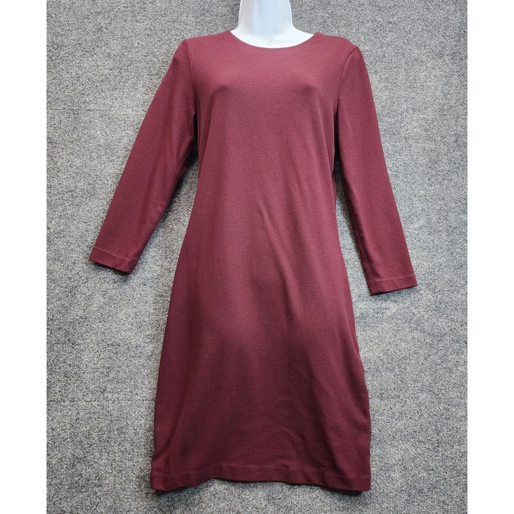 Vince Womens Burgundy Long Sleeve Minimalist Quiet Luxury Career Sheath Dress L